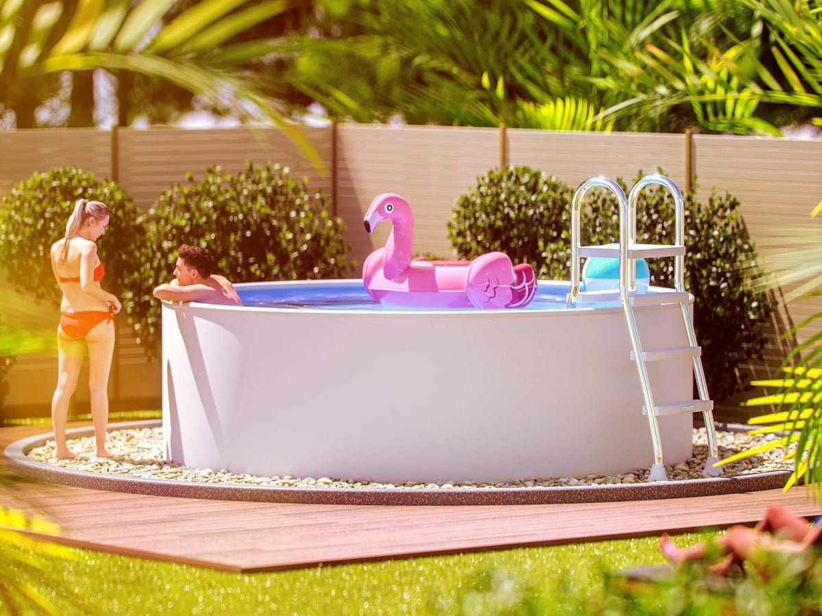 poolomio Stahlrahmenpool, 360 x 120 cm, 0,5 mm, Weiß, ® Stahlwandpool rund, Robuster Gartenpool als Aufstellbecken oder Einbaupool
