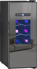 HOMCOM Weinkühlschrank, 30 L, Schwarz, Kompressor 12 Flaschen Getränkekühlschrank, Flaschenkühlschrank 8-18°C mit Verstellbar Regal