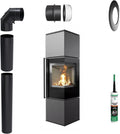 kratki Kaminofen, 7 kW, Schwarz, aus Stahl REN SET 150fi Schwedenofen BImSchV Stufe 2 EEK A