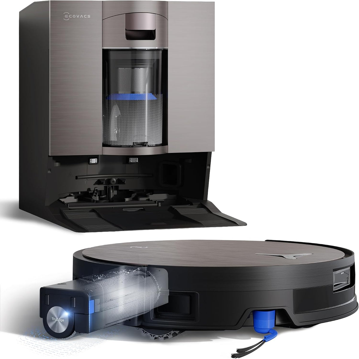 ECOVACS Saugroboter, 4 cm, Schwarz/Grau, X11 OMNICYCLONE mit Wischfunktion, Blast + 19.500 Pa, ultraschnelles Akkuladen