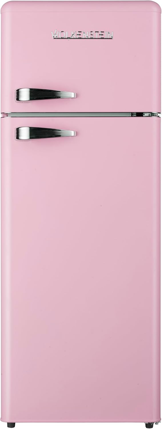Wolkenstein Kühl-Gefrierkombination, 211 Liter, 39 Liter, Rosa, Retro Kühl-Gefrier-Kombination Pink Glanz GK212.4RT SP