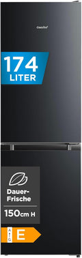 Comfee Kühlschrank, 150 cm, 115 L, 59 L, Schwarz, RCB169DK2(E) Kühl-/Gefrierkombination/ Höhe/Low