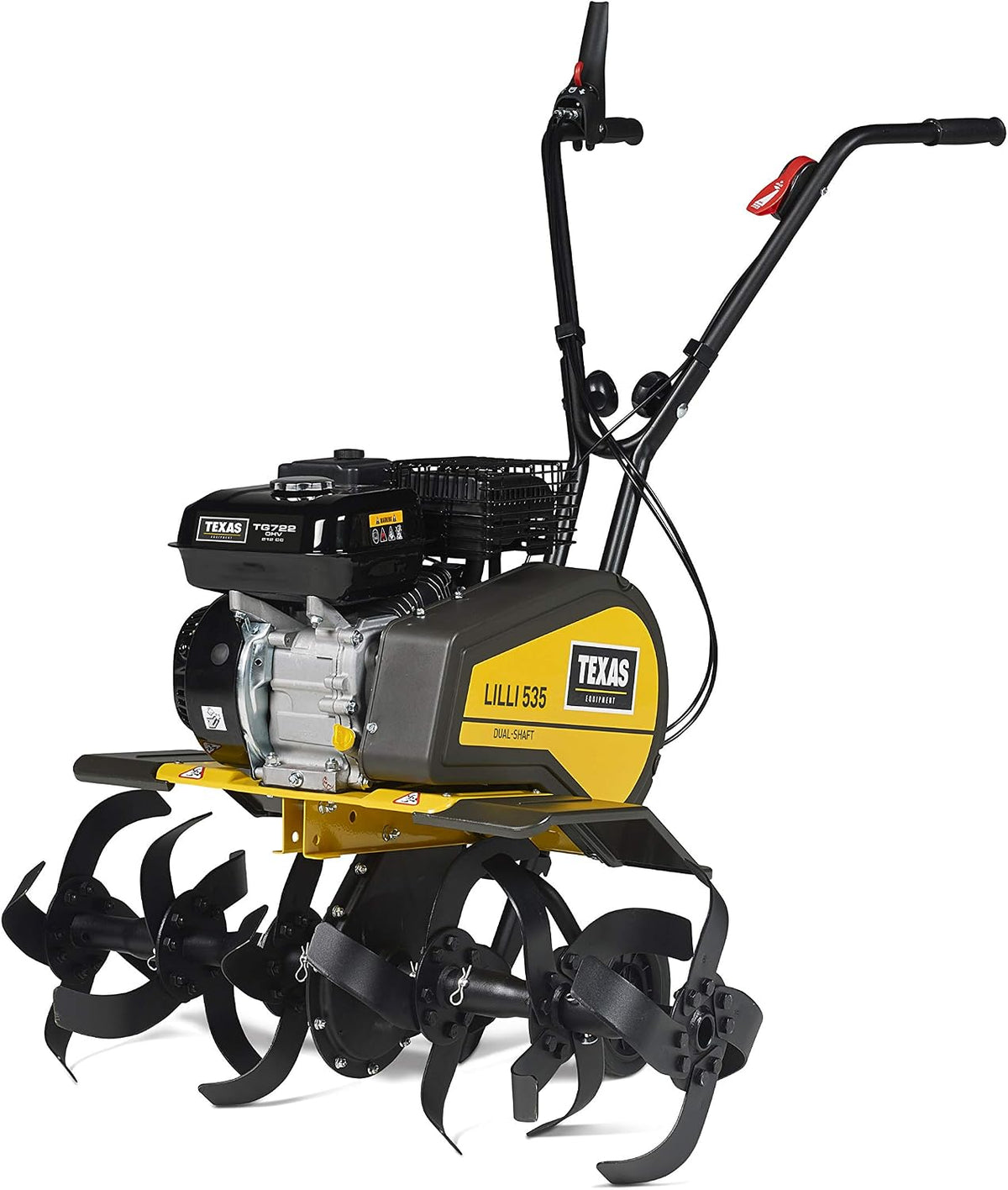 Texas Rasenmäher, 212 cm, 4000 W, 85 cm, 33 cm, Gelb/Schwarz, Profi Gartenfräse Lilli 535TG Benzin, Motorhacke mit 5