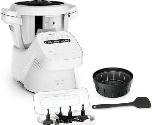Moulinex Kühlschrank, 3 l, Weiß/Schwarz, Companion HF8401F1 Multifunktions-Küchenmaschine für 10, 14 Funktionen und manueller Modus