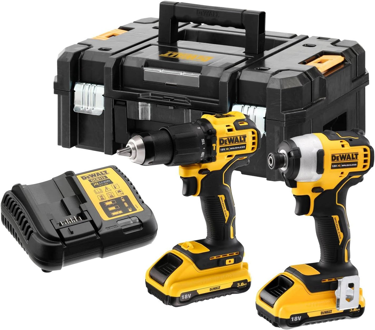 DEWALT Akkuschrauber, 18 V, 3 Ah, Schwarz/Gelb, DCK2062L2T-QW - KIT XR = DCD709 Taladro Percutor + DCF809