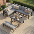 Gartenmöbel-Set LANOX, Grau, Aluminium Gartenlounge Set mit Tisch, 5-teiliges Lounge Gartenmöbel für 6, 8 Personen