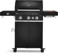BURNHARD Kochfeld, Schwarz, ® Gasgrill 3-Brenner inkl. BACKBURNER, 900°C Infrarot-Keramikbrenner, Seiten, Gusseisen-Grillrost
