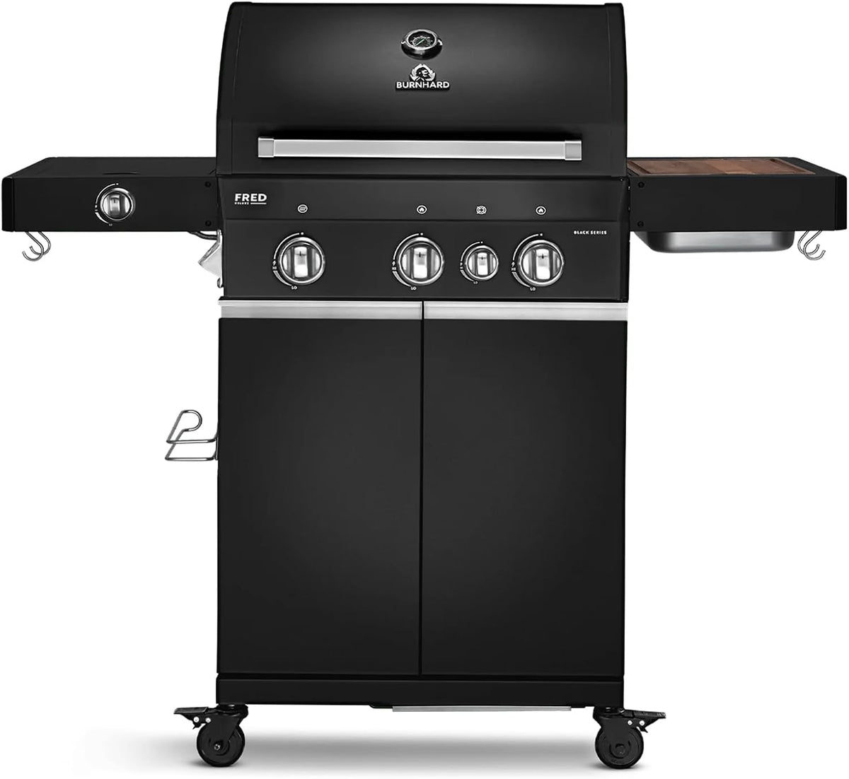 BURNHARD Kochfeld, Schwarz, ® Gasgrill 3-Brenner inkl. BACKBURNER, 900°C Infrarot-Keramikbrenner, Seiten, Gusseisen-Grillrost