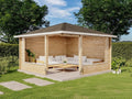 Alpholz Gerätehaus, 400 x 400 cm, 40 mm, Holzfarben, 5-Eck Gartenlaube Maik-40 aus Massiv-Holz, Gartenhaus mit Wandstärke