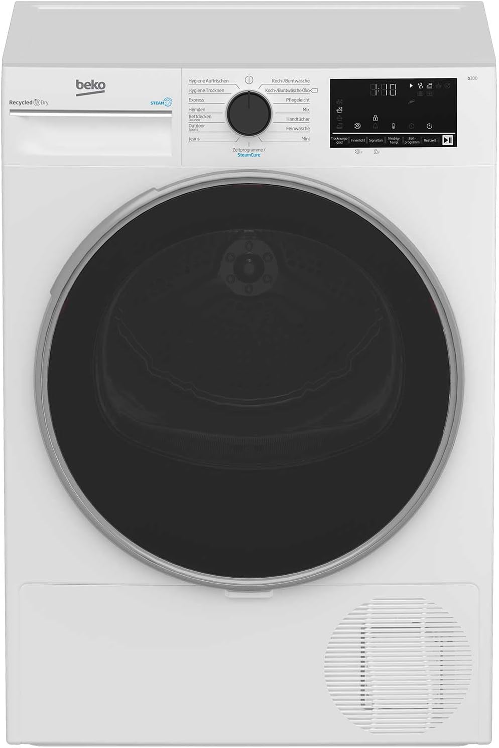 Beko Wäschetrockner, 8 kg, Weiß/Schwarz, B3T422391, Frontlader Wärmepumpentrockner, 15 Programme, Sensortrocknung