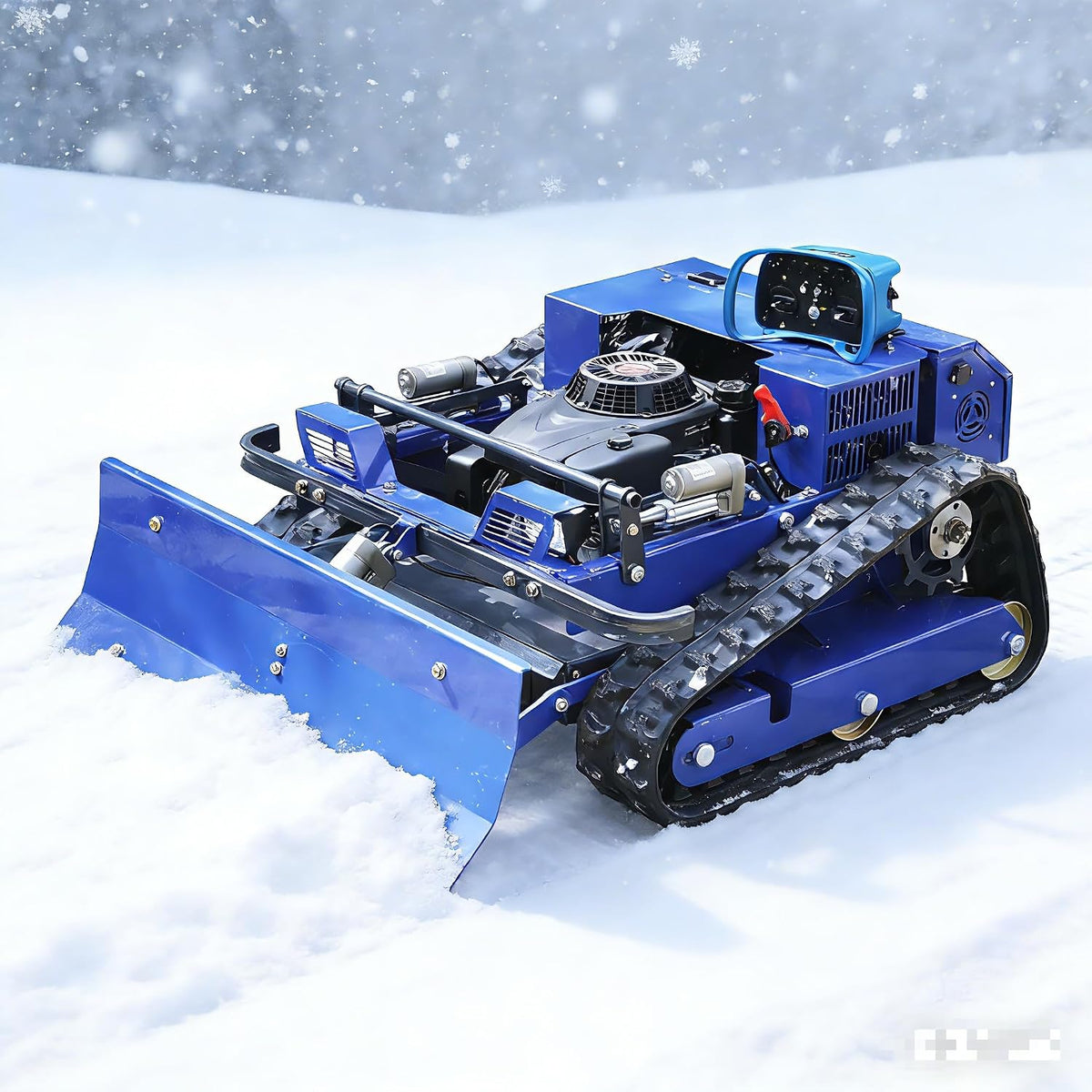 AIWEIYA Mähroboter, 21,6 Zoll, Blau/Schwarz, Rasenmäher für Raupen, ferngesteuert, 4 × 4, Hybrid, Benzin-Elektro