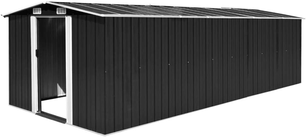 Gecheer Gerätehaus, 257 x 580 x 181 cm, 4 L, Verzinkter Stahl, Schwarz/Weiß