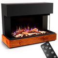 GLOW FIRE Elektrokamin, 1500 W, Schwarz/Braun, Kaminofen Curie mit realistischem 3D E-Motion LED-Feuer -, Kaminfeuer & Timer