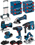 JG todotaladros Werkzeugsets, 4,0 Ah, 125 V, 18 V, 18 V, Blau/Schwarz/Rot, BOSCH Kit BK601 (GST -LI S + GKS -LI + GSS -10 + GSR -55 +