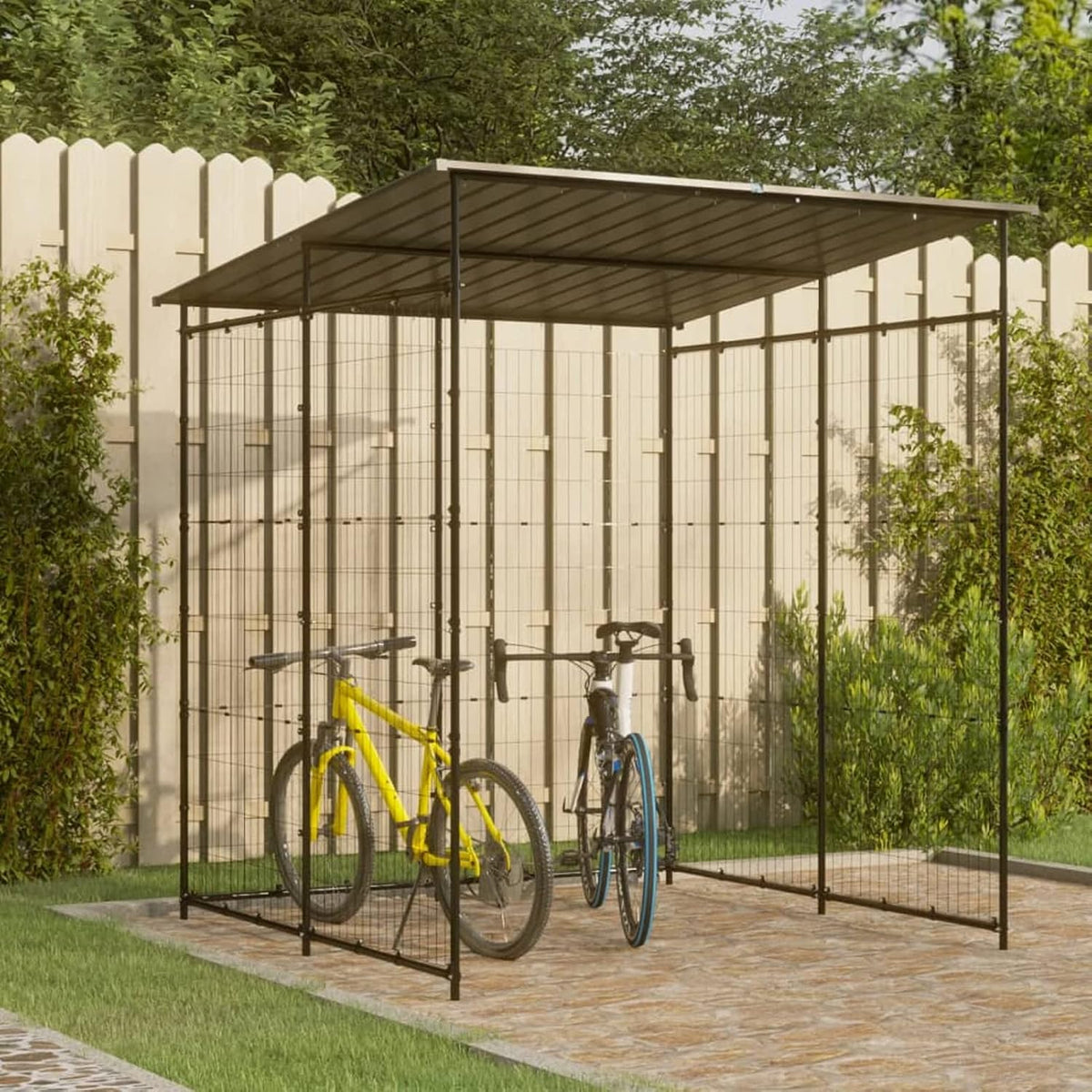 Festnight Gerätehaus, 190 x 190 x222 cm, Schwarz, Fahrradschuppen Metall Fahrradunterstand Fahrradgarage