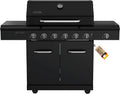 Nexgrill Kochfeld, Schwarz, Deluxe 6+1 Brenner Gasgrill matt, Grill Gas mit Seiten, porzellanbeschichteten Gusseisenrosten