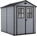 Keter Gerätehaus, 185,8 cm, 236,8 cm, 168,9 cm, 219,7 cm, Grau/Schwarz, Lineus 6x8 Gartenhaus mit Türfenster, Außenmaße: x x 227 cm