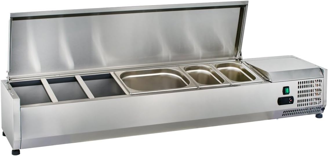 GastroHero Buffetschrank, Silber, Kühlaufsatz VRXH1500/330SS, 7 x GN 1/4, Edelstahl, Kühlaufsatz für Gastronomie
