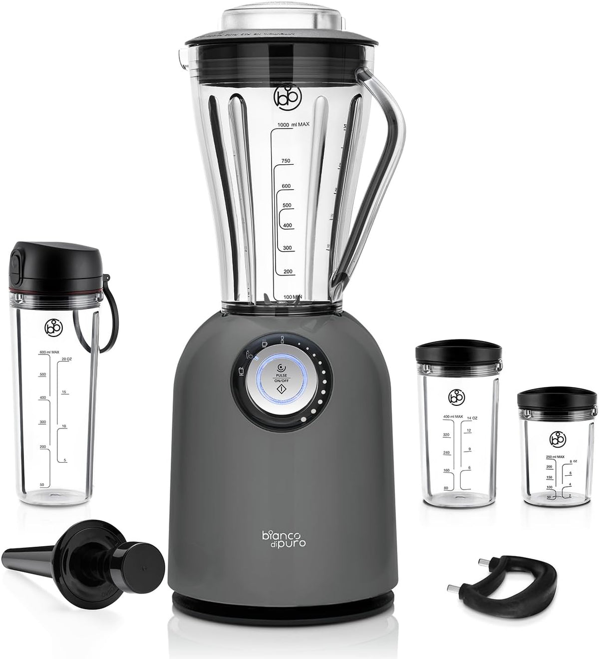 bianco di puro Küche Haushalt & Wohnen,Elektrische Küchengeräte,Küchenmaschinen Rührgeräte & Mixer, 1 L, Grau/Schwarz