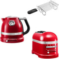 KitchenAid Toaster, Rot/Schwarz/Silber, Artisan Frühstücks Set, incl. Wasserkocher 5KEK1522, 2 Scheiben 5KMT2204 und Brötchenaufsatz
