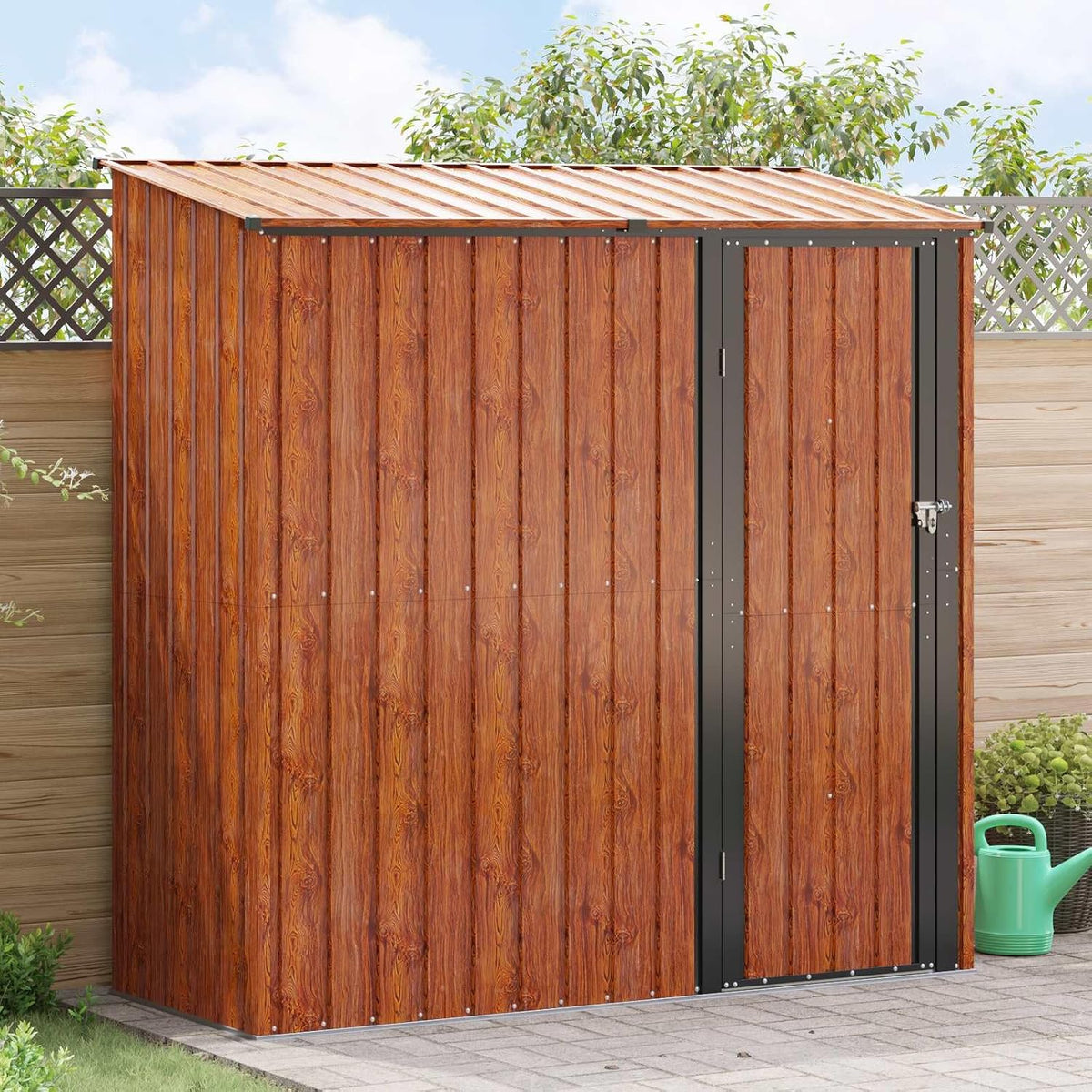 Gerätehaus ChicAbode, 203 x 85,5 x 200 cm, Metall, Braun/Schwarz, Gartenhütten Braun Metall