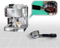 QuickMill- Steel Model Kaffeemaschine, 03035 L, Silber/Schwarz, Espressomaschine Pegaso mit Kaffemühle, Special mit Bodenloser Siebträger