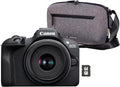Canon Kamera, 45 mm, Schwarz/Grau, EOS R100 + RF-S 18- F4.5-6.3 is STM Objektiv + tasche +, 4k Video, 1 Megapixel