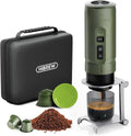HIBREW Schreibtisch, Grün/Schwarz, H4C Explorer - Tragbarer elektrischer Espressokocher, USB-C wiederaufladbar für Kaffeepads & gemahlenen Kaffee