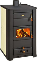 Prity Kaminofen, 5,0 kg, Beige/Schwarz, S3 W21 Holzofen für Zentralheizung, Festbrennstoffofen