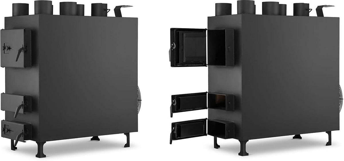 Warmluftofen Kaminofen, 50KW, Schwarz, Holzofen, Werkstattofen