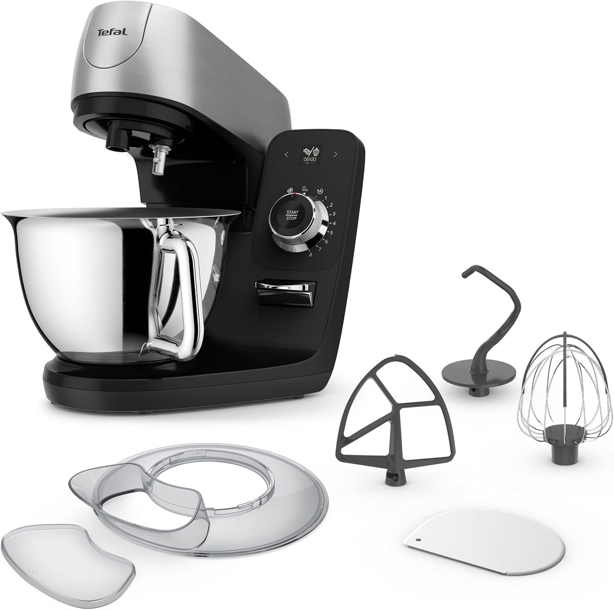 Tefal Kühlschrank, 1200 W, Schwarz/Silber, Coach Küchenmaschine, 8 Auto-Programme, inkl. Back-Zubehör und App, personalisiertes Erlebnis