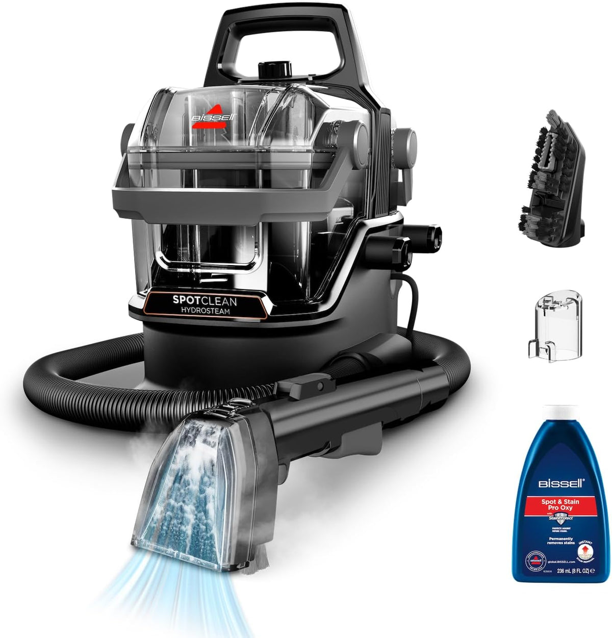 Bissell Sofa, 1000 W, Schwarz/Silber, SpotClean HydroSteam, Polsterreiniger Gerät, Teppichreiniger mit HydroSteam Technologie