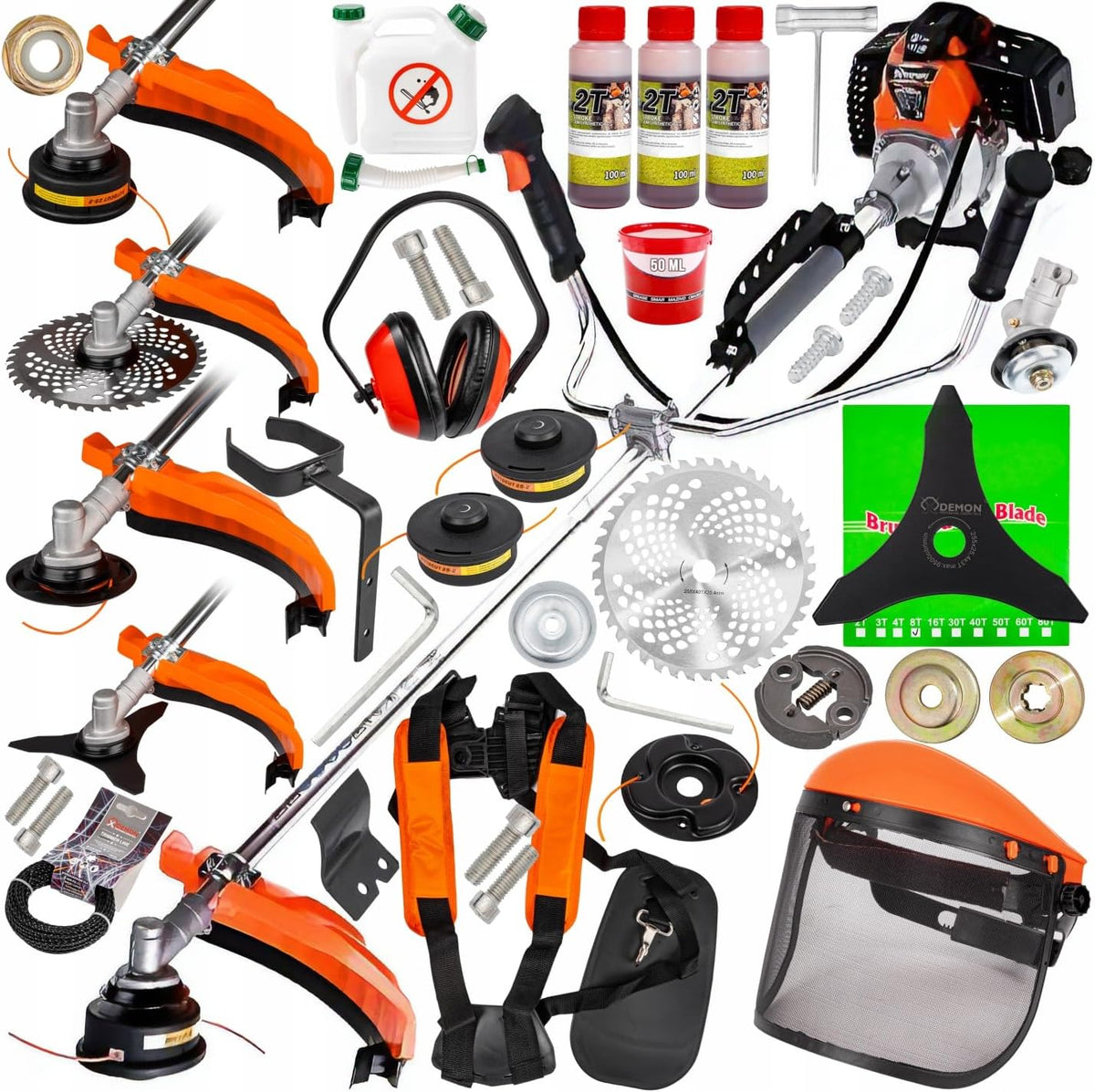 Bastionshop Rasentrimmer, Orange/Schwarz/Silber, Benzin Motorsense, 2KM/5, 2 PS - Motorsense mit Luftgekühlter 2-Takt-Motor