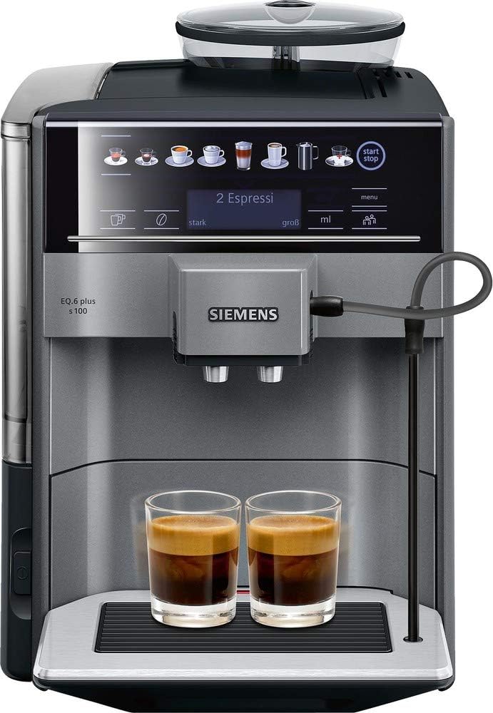 SIEMENS Kaffeevollautomat, Silber/Schwarz, TE651509DE EQ.6 plus s100 (konstante Brühtemperatur, Dampf-Reinigung