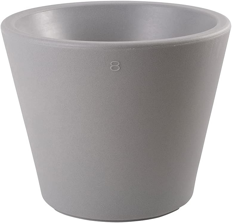 8 seasons Töpfe, 49 x 39 cm, Grau, Design Shining Classic Pot XM, LED Pflanzkübel , E27 Fassung inkl. Leuchtmittel in warmweiß