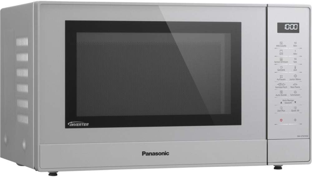 Panasonic Mikrowelle, 1000 W, 31 l, Silber, NN-GT47KMGPG Inverter- nherd mit Grill, Glasdrehteller, 24 automatische Programme