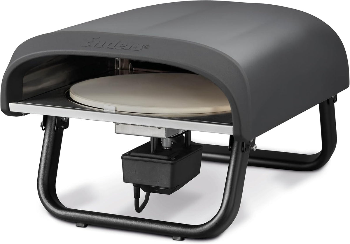 Enders Pizzaofen, 30,5 cm, 4 kW, Grau/Schwarz, ® PACO™ Rotate, Pizzastein rund, Thermometer, Pizza, Edelstahlbrenner