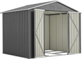 DRIXNO Gerätehaus, 229.4x180x191 cm, Galvanised sheet Stahl, Grau, Metall-Geräteschuppen, Metall-Tool-Shed mit Klapptür