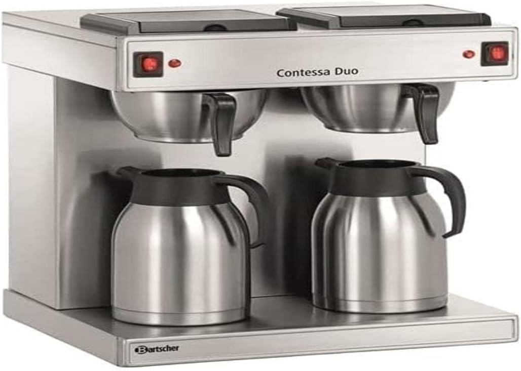 Bartscher Kaffeemaschine, Silber/Schwarz, Doppel- Contessa Duo Gastronomiebedarf