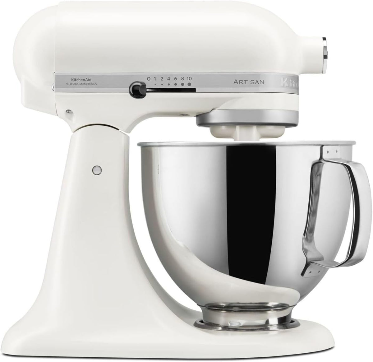 KitchenAid Knet- & Rührmaschinen, 4.8 L, Porzellanweiß/Silber, Küchenmaschine - Artisan - Kippbarem Food Processor