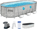 Bestway Stahlrahmenpool, 549 x 274 x 122 cm, Wasserkapazität (90 %): 13.430 Liter, Cremegrau/Blau