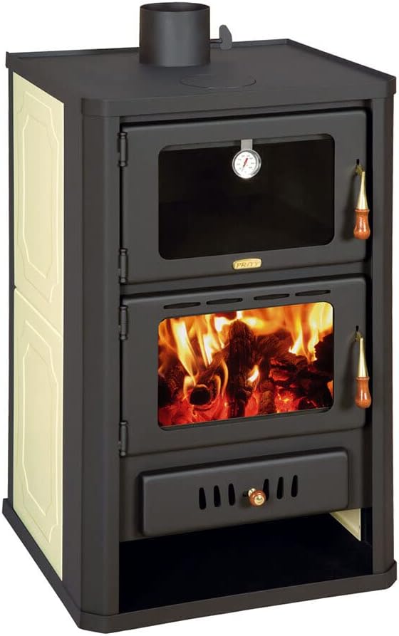 Prity Herd, 15 kW, Schwarz/Beige, Holzofen 5+ Rückkessel FGW15