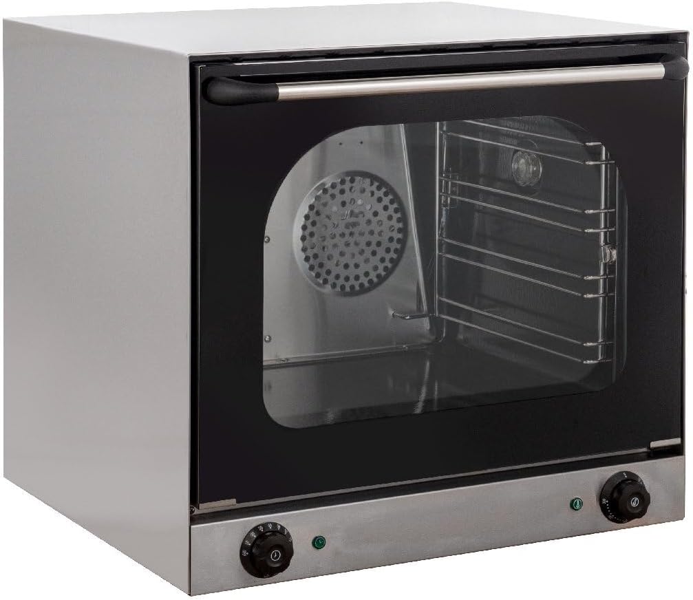 GastroHero Backofen, 62 Liter, 230 V, Silber/Schwarz, Heißluftofen ECO 4 Bleche Umluftofen Gastronomie Edelstahl