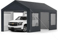 GYMAX Garten,Gartenhäuser & Aufbewahrung,Carports, 3 m, PE, Galvanisiertes Metall, Grau