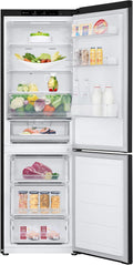 LG Kühlschrank, 1860 mm, 33 dB, 344 L, Schwarz, GBV3100AEP Kühl-Gefrierkombi Total No Frost, hoch, Smart Inverter Compressor