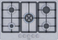 Bosch Gasherd, 3,3 kW, 75 cm, Silber/Schwarz, PGQ7B5K90 Serie 4, WOK-Brenner: Leistung bis, Grillroste aus Gusseisen