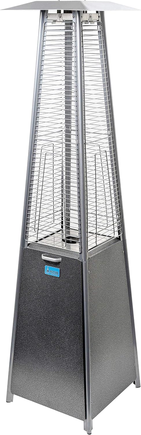 ACTIVA Heizstrahler, Silber/Schwarz, Terrasse Pyramide Cheops II I Premium inkl. Duran Schott