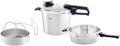 Fissler Kochfeld, 22 cm, 2,5l, 6l, Silber/Schwarz, Vitavit Premium/Schnellkochtopf-Set, 4-teilig ( - Ø & Schnellbratpfanne - Ø ) inkl. Metall-Deckel