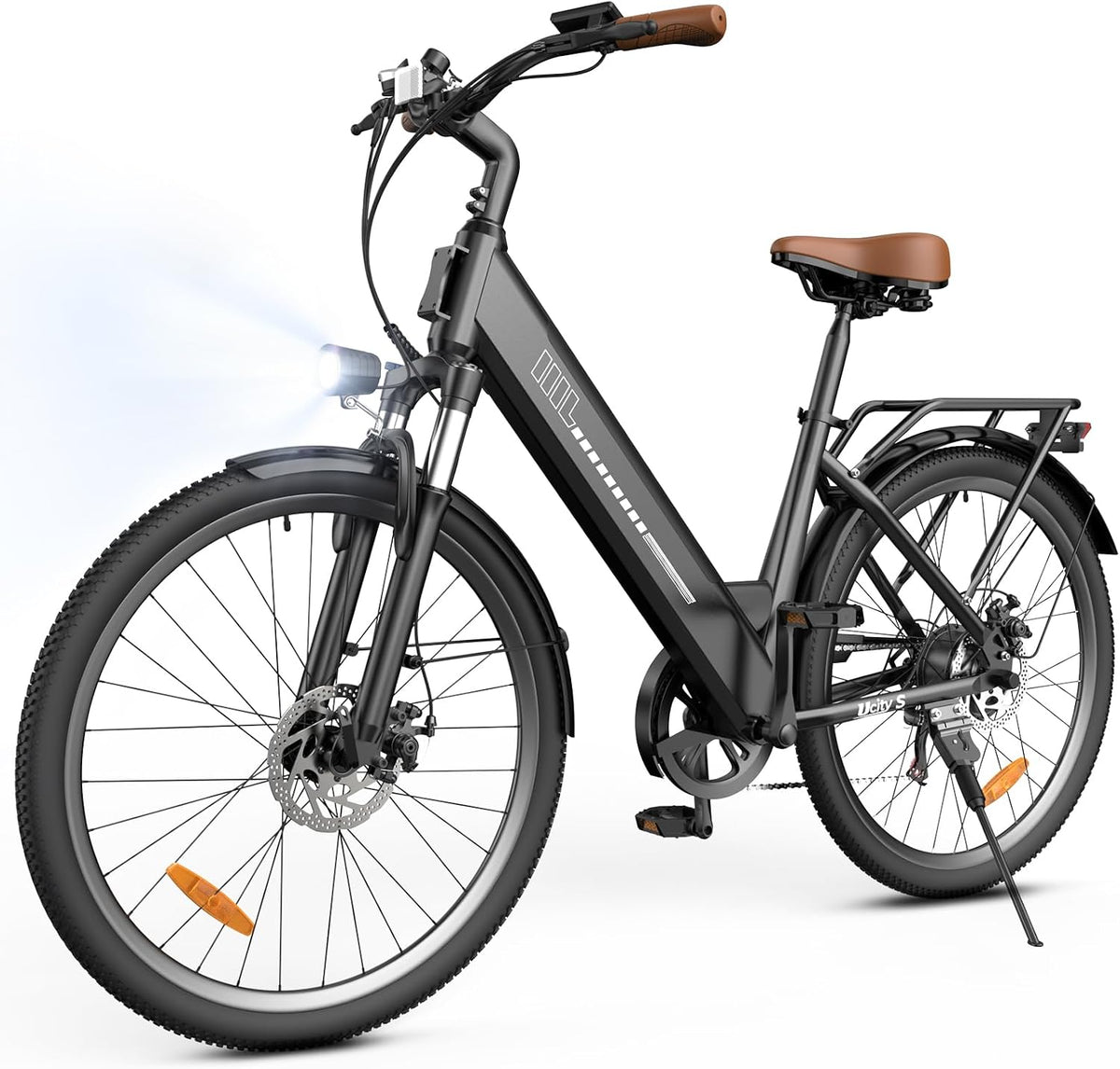Finbike Fahrrad, 26 Zoll, 250 W, Schwarz/Braun, Bike, E Bike für Erwachsene, CityBike, Elektro mit 55 Miles PAS Reichweite
