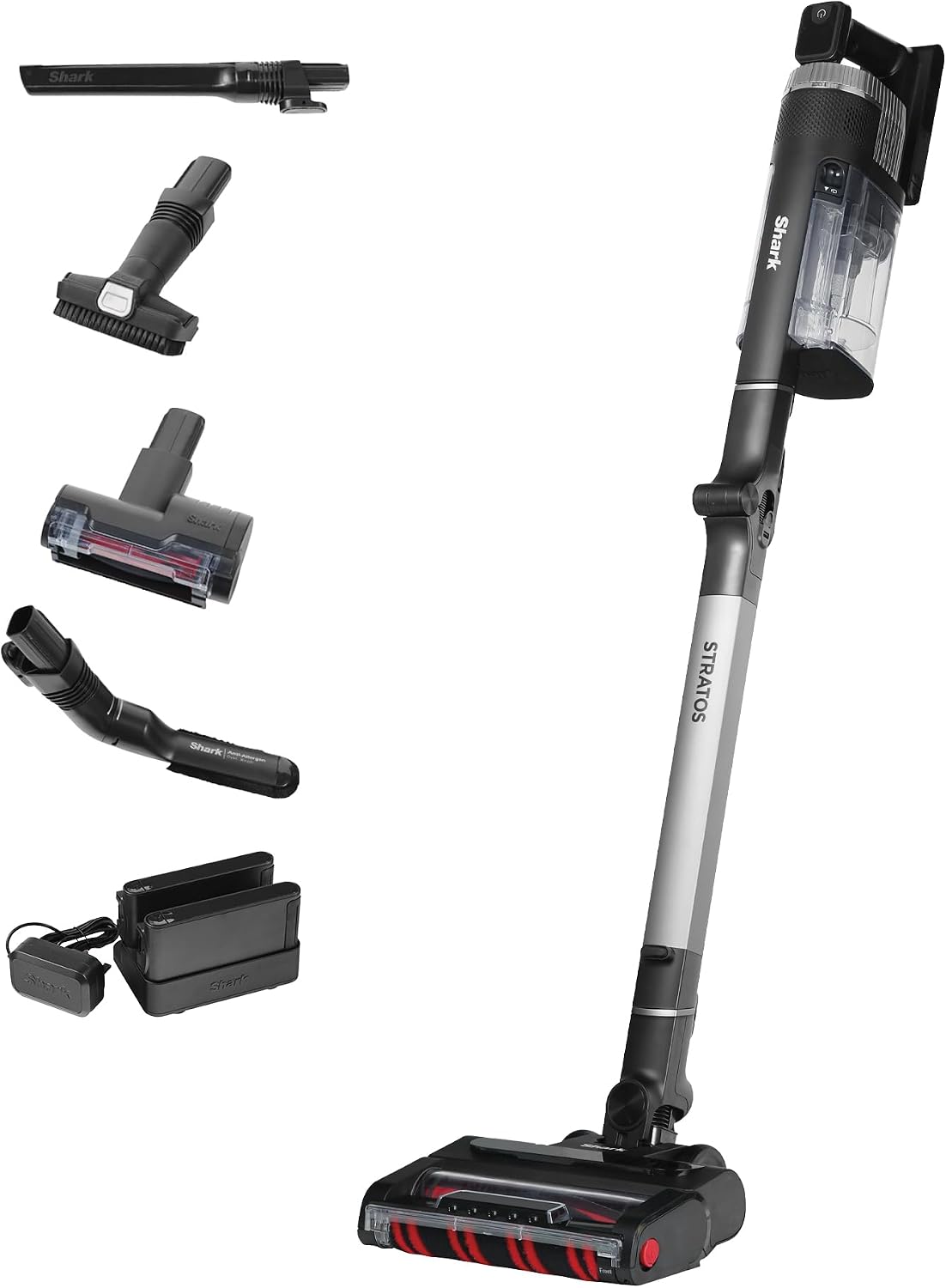 Shark Staubsauger, Anthrazit/Silber, Stratos kabelloser Akku-, PowerFins Plus, 120 Min Laufzeit, Anti-Hair-Wrap- & CleanSense IQ- kabellos